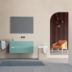 Mueble de baño azul pastel