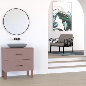 Mueble de baño color burdeos colección Alpe